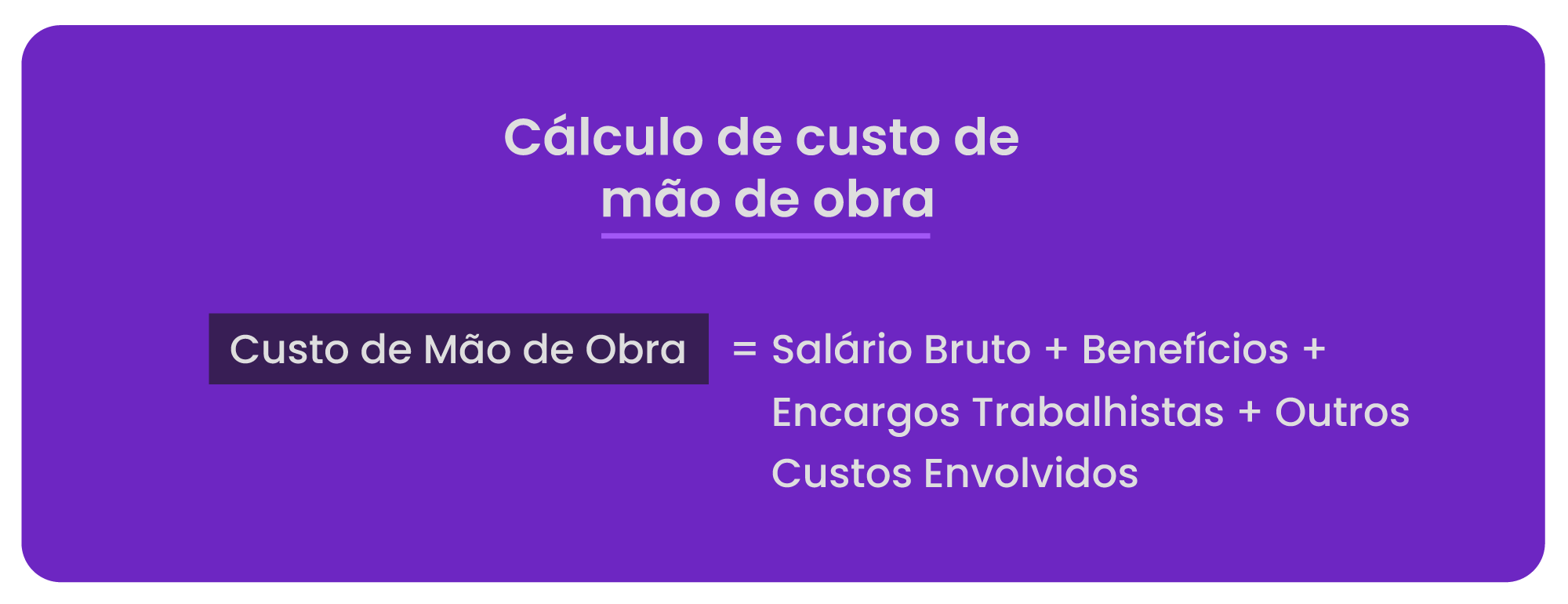  Cálculo de custo de mão de obra