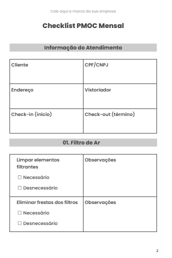 Checklist PMOC mensal